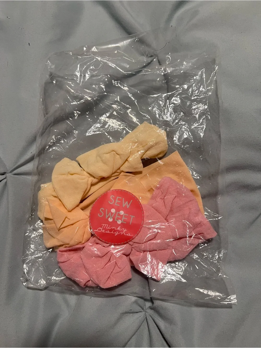 Sew Sweet Minky Design Baby pastel Bow Hair Accessories - Peach, pink, yellow